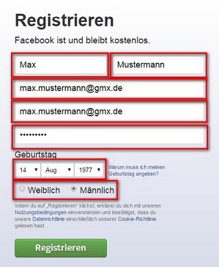 Facebook Konto erstellen (Schritt 3)