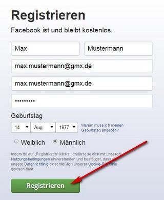 Facebook Konto erstellen (Schritt 4)