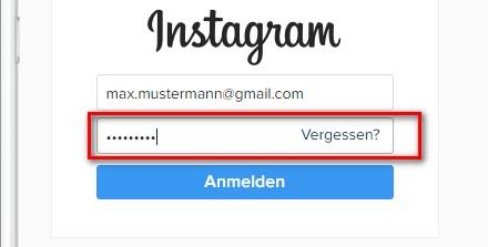Instagram Login: Passwort eingeben
