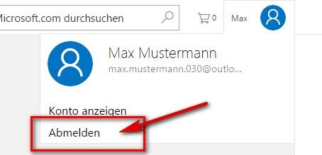 Microsoft Konto: abmelden & logout