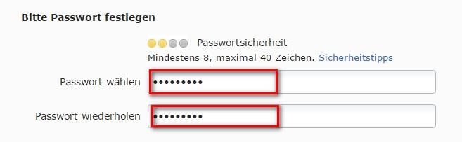WEB.de Konto erstellen, Passwort festlegen