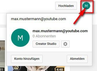 YouTube Login: Abmelden, Menü öffnen